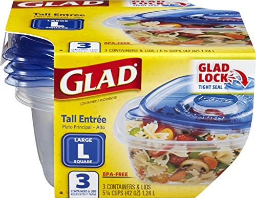  Ware Deep Dish Food Storage Containers | Large Rectangle Food Storage, Food Containers Hold Up To 64 Ounces Of Food | Glad Containers With Glad Lock Tight Seal, 3 Count