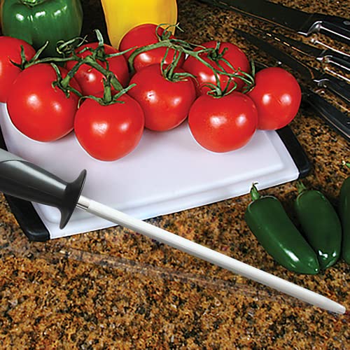  CcuSharp 9" Professional Knife Sharpening Stainless Steel - Honing Rod Butcher Steel W/Rubber Handle - Sharpens, Restores & Realigns Kitchen Knives & Cutting Tools Blades - Lightweight & Durable