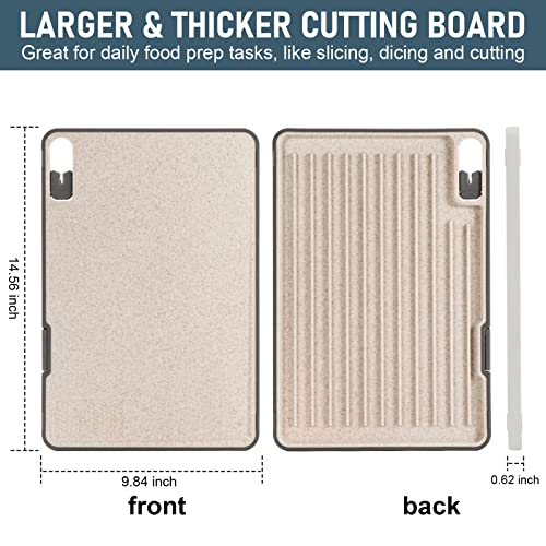  Plastic Cutting Boards For Kitchen With Ridge, Multifunctional Non Slip Upright Chopping Board With Juice Groove And Build In Sharpener Grater