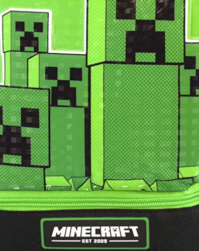 Minecraft Lunchbox Creeper Zip Compartment Green Lunch Bag One Size