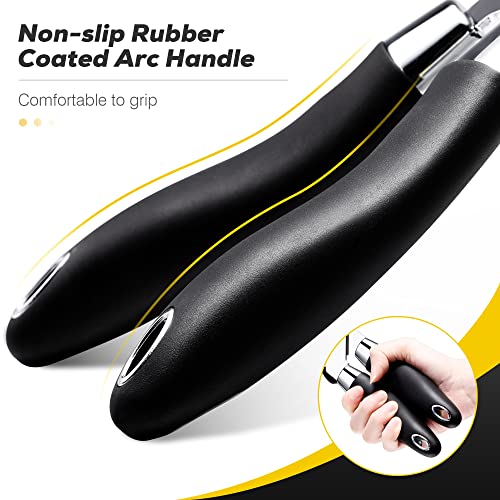  Can Opener Manual, Stainless Steel Can Opener With Magnetic Lid Catch, Sharp Blade, Big Rubber Knob, Non-slip Handle & Multifunctional Bottle Opener, Smooth Edge, Easy Grip,Effortless, Heavy Duty