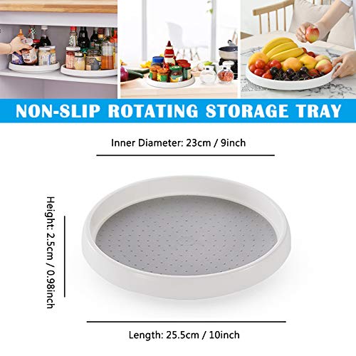  Pantry Lazy-Susan Turntable Cabinet Organizer - 10-inch Non-Skid Spin Spice Rack - 2 Pack Lazy Susans For Fridge BPA Free