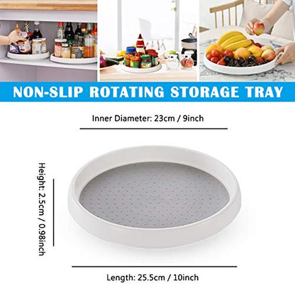  Pantry Lazy-Susan Turntable Cabinet Organizer - 10-inch Non-Skid Spin Spice Rack - 2 Pack Lazy Susans For Fridge BPA Free