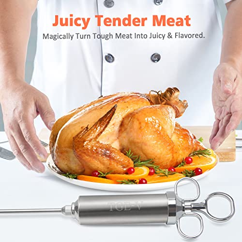  Meat Injector Syringe, Injector Marinades For Meats, Turkey, Brisket; Come With 3 Marinade Injector Needles; Meat Injectors For Smoking And BBQ, 2-OZ