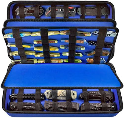  Knife Display Case For 66+ Pocket Knives. Folding Knife Holder, Butterfly Knives Storage Organizer, Knives Roll Collection Pouch Carrier Bag For Survival Tactical Outdoor For EDC Mini Knife (Box Only)