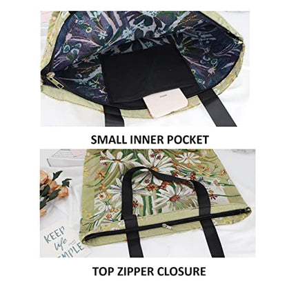  Canvas Tote Bag Aesthetic For Women Graphic Tote Bag With Zipper Cute Canvas Bags With Pockets