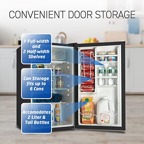  R40B Compact Fridge With R600a Refrigerant, 40 Cu. Ft., Black