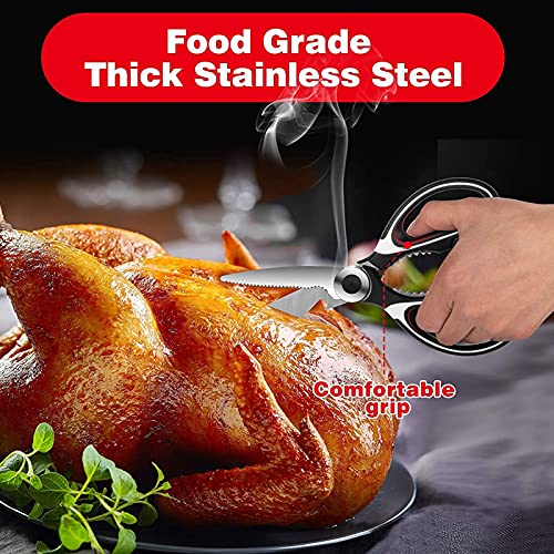  Heavy Duty Kitchen Shears With Protective Sheath Kitchen Meat Scissors, Dishwasher Safe Cooking Scissors, Food Scissors For Chicken, Poultry, Fish, Herbs, Black+White