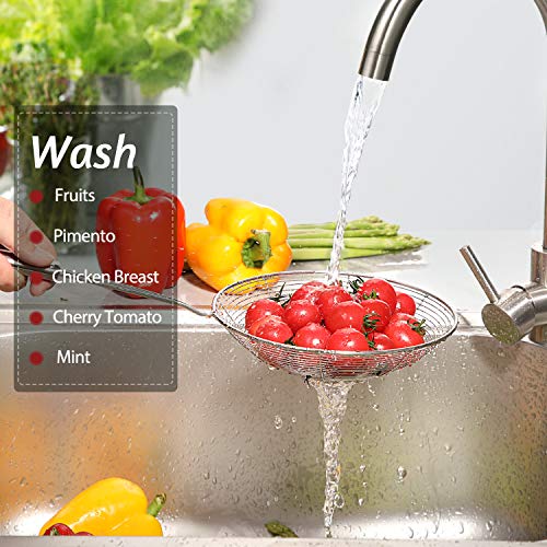 Iware Extra Large Spider Strainer Skimmer Spoon For Frying And Cooking - Set Of 3 Stainless Steel Wire Pasta Strainer With Long Handle, Professional Kitchen Skimmer Ladle - 13.8", 15" & 16.4"