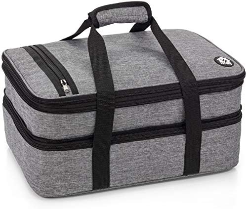  Double Casserole Insulated Travel Carry Bag (Garden Party) For Trip, Birthday Party, Mother's Day, Holiday, Christmas Day, Grocery Store, Supermarket, Outdoor Picnic Etc