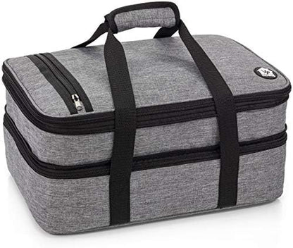  Double Casserole Insulated Travel Carry Bag (Garden Party) For Trip, Birthday Party, Mother's Day, Holiday, Christmas Day, Grocery Store, Supermarket, Outdoor Picnic Etc