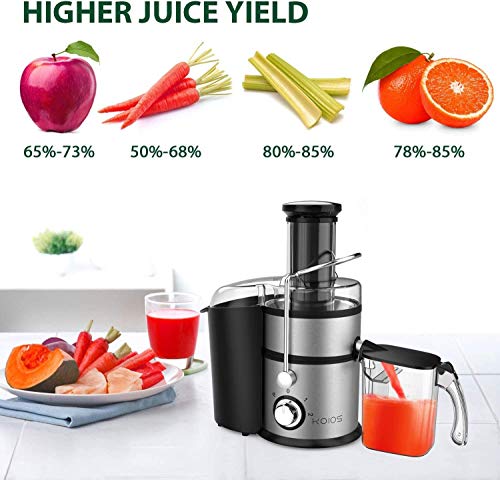  Centrifugal Juicer Machines, Juice Extractor With Extra Large 3inch Feed Chute, 304 Stainless Steel Filter, High Juice Yield For Fruits And Vegetables, Easy To Clean, 100% BPA-Free, 1200W Powerful, Dishwasher Safe, Included Brush