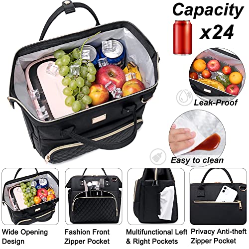 Women's Lunch Bag, Insulated Lunch Box Women For Work, Adults Large Lunch Tote, Leakproof Cooler Reusable Lunch Bag With Side Pockets & Shoulder Strap, Lunch Purse, Picnic Designer