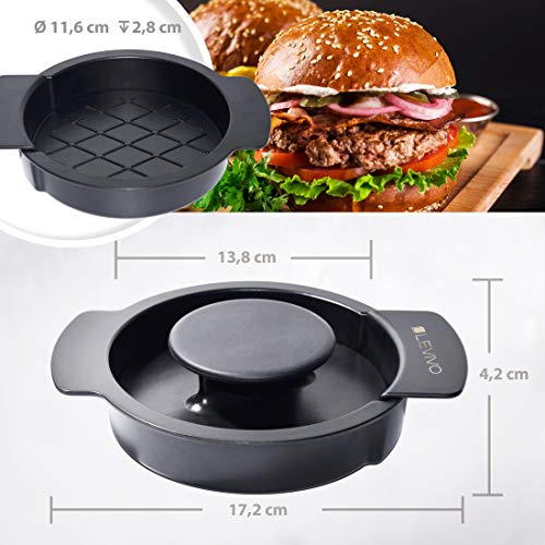  LEVIVO 331800000239 Burger Press, 3 Parts, Black