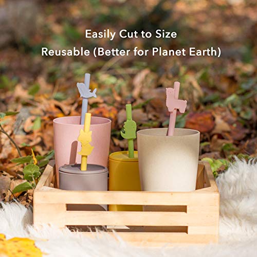  Silicone Straws Reusable Safe For Kids, 4pcs Flexible 7.8 Inches Long With 1 Cleaning Brush For 20oz And 30oz Tumblers, BPA Free, Eco-Friendly