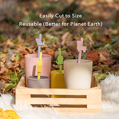  Silicone Straws Reusable Safe For Kids, 4pcs Flexible 7.8 Inches Long With 1 Cleaning Brush For 20oz And 30oz Tumblers, BPA Free, Eco-Friendly