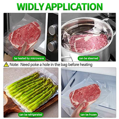  Vacuum Sealer Bags Rolls, 3Rolls 8"x16'+ 2Rolls 11"x16'+120pcs Pantry Labels, BPA Free, Food Safe Material, Food Sealing Bags For Vaccum, Sous-vide, Fits All Clamp Vacuum Sealer Machine
