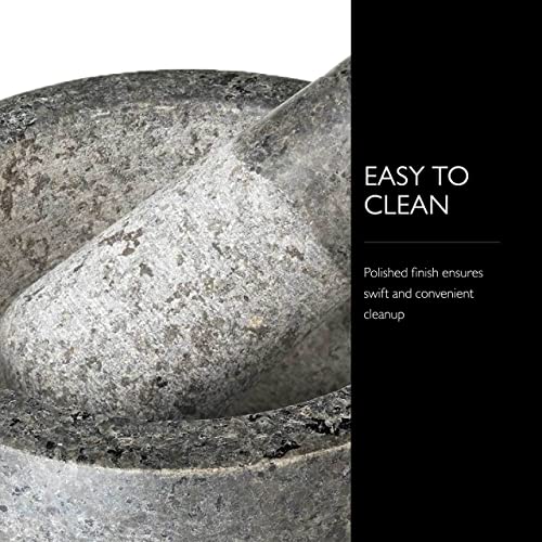 Cole & Mason 5.5-inch Granite Mortar & Pestle - Unpolished Stone Mortar & Pestle For Kitchen - Large Grinding Bowl For Herbs And Spices - Grey, 4 Pounds