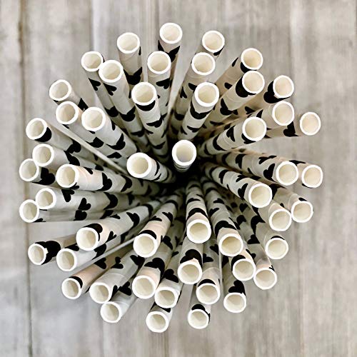  Mickey Mouse Inspired Paper Straws - Black White - 100 Pack - Outside The Box Papers Brand