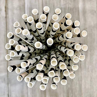  Mickey Mouse Inspired Paper Straws - Black White - 100 Pack - Outside The Box Papers Brand
