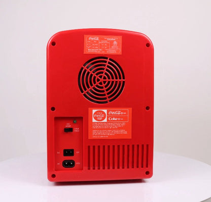  Coca-Cola Classic Coke Bottle 4L Mini Fridge W/ 12V DC And 110V AC Cords, 6 Can Portable Cooler, Personal Travel Refrigerator For Snacks Lunch Drinks Cosmetics, Desk Home Office Dorm, Red