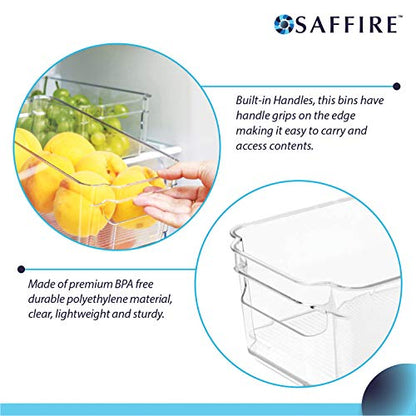  6-Pieces Organizer Bins For Refrigerator, Freezer, Drawer And Pantry BPA-Free