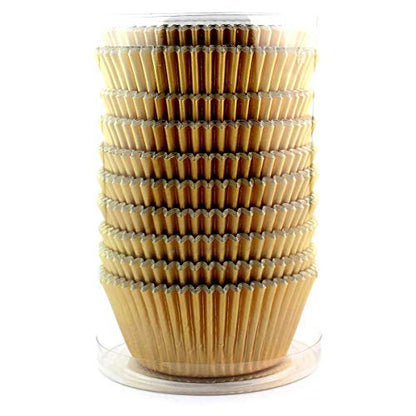  Gold Foil Metallic Cupcake Case Liners Wrappers Baking Muffin Paper Cups 198 Pcs