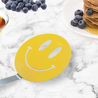 Spatulart Smiley Nylon Flex Turner, Spatula Cooking Utensil Co-Molded With Silicone, Sturdy Steel Handle, Safe For Non-Stick Cookware, Face, H X 11.75 X W X 1.25