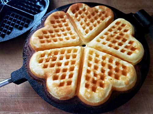 Cast Iron Waffle Heart Shape Maker With Handle Hoder And Basting Brush…