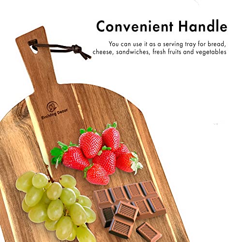  Acacia Wood Cutting Board, Wooden Kitchen Chopping Board For Bread, Cheese, Fruits And Vegetables, Semicircle (15 X 9 1/2 X 1/2) Adds Style To Your Kitchen