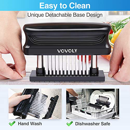  Vovoly Premium Meat Tenderizer Tool, 60pcs Sturdy Stainless Steel Blades, Meat Tenderizer Mallet Pounder Dishwasher Safe, Ultra Sharp Needles For Fast Tenderizing Beef/Steak/Chicken/Pork/BBQ.