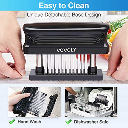  Vovoly Premium Meat Tenderizer Tool, 60pcs Sturdy Stainless Steel Blades, Meat Tenderizer Mallet Pounder Dishwasher Safe, Ultra Sharp Needles For Fast Tenderizing Beef/Steak/Chicken/Pork/BBQ.