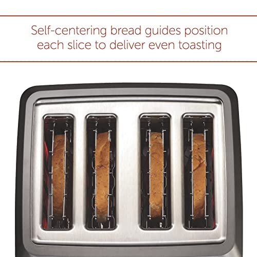  Olf Gourmet 4-Slice Extra-Wide Slot Toaster With Shade Selector, Bagel And Defrost Settings, Red Knob, Stainless Steel (WGTR154S)