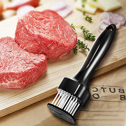  JY COOKMENT Meat Tenderizer Tool With 24 Stainless Steel Ultra Sharp Needle Blades, Kitchen Cooking Tool Best For Tenderizing, BBQ, Marinade