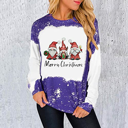 Womens Causal Loose Crewneck Fall Plus Size Christmas Print Long Sleeve Crew Neck Sweatshirts Pullover Top Fall Clothes