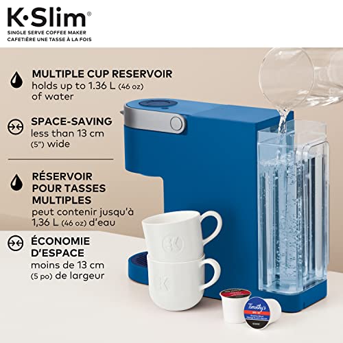 Keurig® K-Slim Single Serve K-Cup Pod Coffee Maker, Featuring Simple Push Button Controls And MultiStream Technology, Twilight Blue