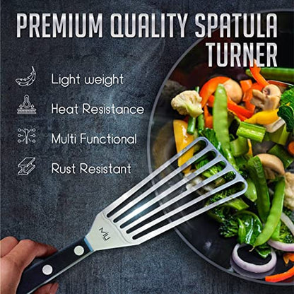  Ish Spatula Stainless Steel, Flexible, Polished Metal, Corrosion Resistant, Kitchen Slotted Turner [Upgraded Version]