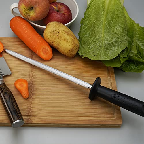  117N Professional Kitchen Knife Sharpening Honing Steel Sharpener Rod Restore Blade Quickly(10 Inch)