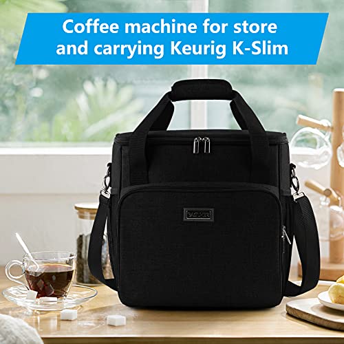  Coffee Maker Storage Bag,Waterproof Travel Carrying Organizer Case,Suitable For Kering Coffee Machines And Other Accessories,Dustproof Tote Bag With Shoulder Strap Black