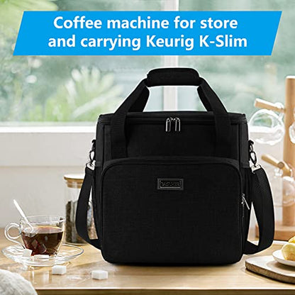 Coffee Maker Storage Bag,Waterproof Travel Carrying Organizer Case,Suitable For Kering Coffee Machines And Other Accessories,Dustproof Tote Bag With Shoulder Strap Black