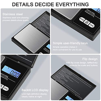  Pocket Gram Scale 500g X 0.01g, [7 Units] Diyife® Digital Grams Scale, Small Ounce Scale, Stainless Steel Jewelry Scale With Tare, Auto Off, LCD Back-Lit, Batteries Included