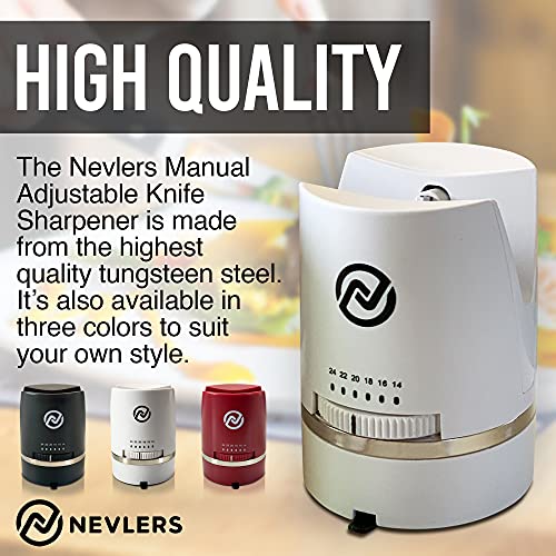  Adjustable Angle Manual Kitchen Knife Sharpener With Suction Base - These Sharpeners Prep, Repair, Sharpen, & Polish Most Knives In One Easy Step - Mini Brush For Quick & Easy Clean Up - White