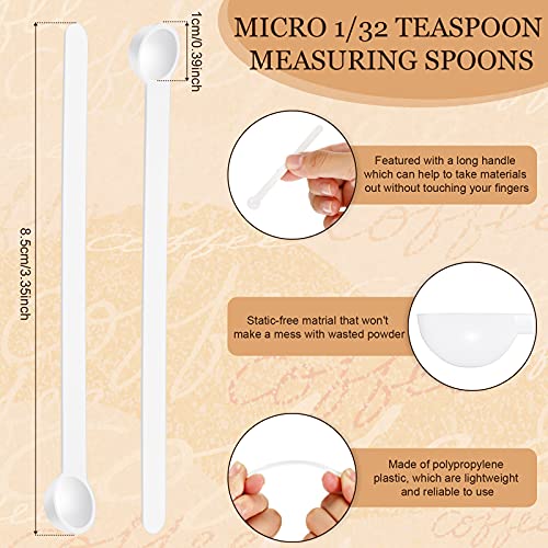  1/32 Teaspoon Micro Scoops 150 Milligram Mini Measuring Spoons Tiny Little Plastic Scoop For Measuring Cosmetics, Medicines, Powders, Glitter And Seasoning (White,16 Pieces)