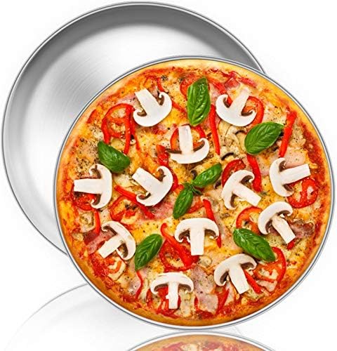  Pizza Pan, 12 Inch Pizza Pan Set Round Pizza Oven Baking Pans Tray Stainless Steel For Home Restaurant Party, Healthy & Heavy Duty, Dishwasher Safe & Easy Clean - Set Of 4