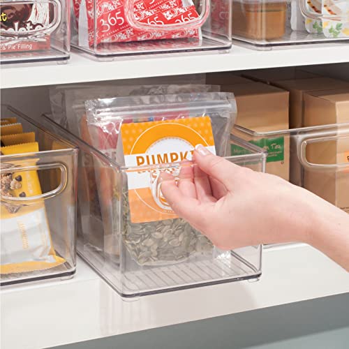  Plastic Stackable Kitchen Organizer - Storage Bin With Handles For Refrigerator, Freezer, Cabinet, And Pantry Shelves Organization - Food Container - Ligne Collection - Clear