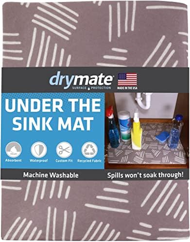  Under Sink Mat, Waterproof Cabinet Protection Mats For Kitchen & Bathroom, Absorbent Shelf Liners, Slip-Resistant, Non-Adhesive, Machine Washable, Durable (USA Made)(24”x29”)(Charcoal)