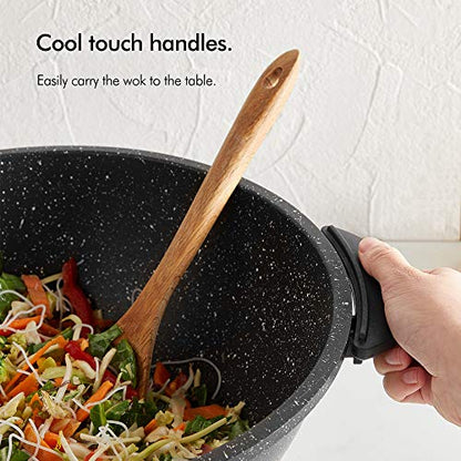  7.4Qt Electric Wok With Lid – Adjustable Temperature Control – Cool Touch Handles – Non-Stick, Easy Clean Frying Pan - 14 Inch