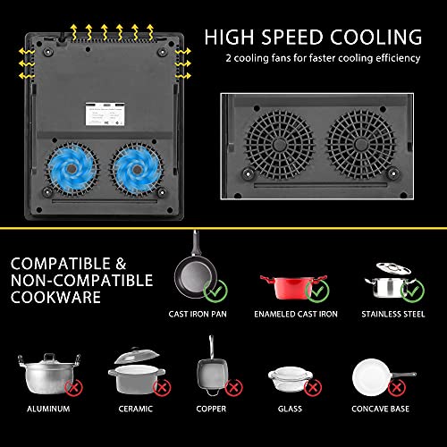  120V 1800W Electric Portable Induction Cooktop With 8 Preset Buttons, Sensor Touch Countertop Burner With 180-Min Countdown Timer And 0-24H Timing Start, 140-460℉ Temperature Adjustable