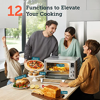  Air Fryer Toaster Oven, 12-in-1 Convection Oven Countertop With Rotisserie, Stainless Steel 32QT/32L, 6-Slice Toast, 13-inch Pizza,100 Recipes, Basket, Tray(6 Accessories)Included, CO130-AO