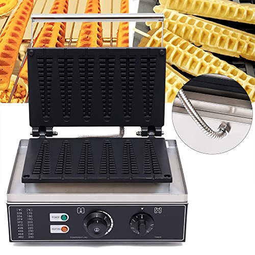  Commercial Electric Stick Waffle Maker Machine Non-Stick Pans 110V 1550W Hotdog Maker Iron Time And Temperature Control Stainless Steel Bread Baker (6 Stick)